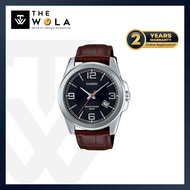 (2 Years Warranty) Casio Watch Men's Analog Watch MTP-E138L-1A with Brown Leather Strap