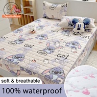 Dansunreve Waterproof Thicken Bedsheet Mattress Protector Cartoon Fitted Bedsheet Waterproof Bedsheet King Queen Single Size