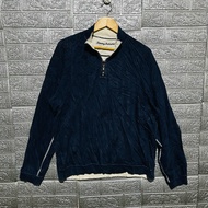 BAHAMA REVERSIBLE VINTAGE 1/4 ZIP PULLOVER SWEATSHIRT SHIRT LONG SLEEVE BLUE/WHITE 2XL 26x29