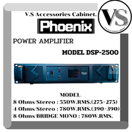 power amp Phoenix รุ่น DSP-2500 มีครอสในตัว มีจอบอกความร้อนและการทำงานความถี่เสียง