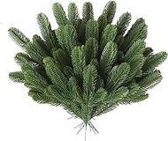 Groumh 100 Pcs Artificial Pine Branches Green Plants Pine Needles DIY Accessories for Garland Wreath Christmas and Home Garden Decor (100, Green)
