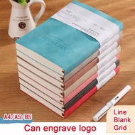 (Can Engrave Logo) A4/A5/B5 soft leather notebook, lined/grid pages, business meeting record book, n