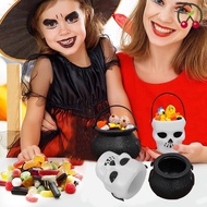 Halloween Skull Pumpkin Bucket - Trick or Treat Props Black Witch Jar Cans - Mini Witch Skeleton Cau
