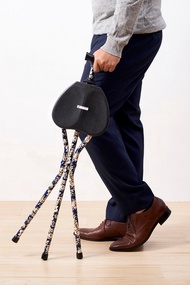 【露營登山兩用椅】可收納式三腳手杖椅 - 杜鵑藍