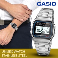 Casio Digital Classic นาฬิกาข้อมือสุภาพบุรุษ สีเงิน สายสแตนเลส รุ่น A158WA-1DF