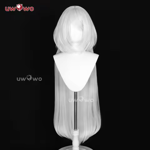 UWOWO 2B Wig Game 2B Redesign Cheongsam Fanart Cosplay Wig Long Hair White Hair Halloween Wig