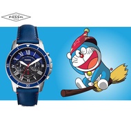 (Real Photo)AuthenticFossil Men's Grant Sport Chronograph Navy/Silver Leather Watch FS5373 Jam Tanga