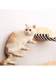 1入組多層天然實木劍型貓爬架，壁掛式貓梯，貓窩吊床，貓咪攀爬遊戲場所，適合體重10公斤以內的小型和中型貓咪