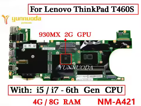 NM-A421 For Lenovo ThinkPad T460S Laptop Motherboard with i3 i5 i7 6th Gen CPU 4G 8G RAM 930MX 2G GP