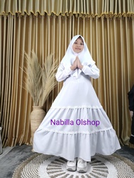 Baju Muslim Anak \ Gamis Anak Perempuan \ Gamis Putih Anak Perempuan