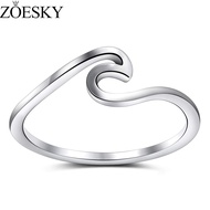 ZOESKY 1mm Stainless Steel Wedding Rings for Women Girls Silver Thin Wave Ring Stackable Engagement 
