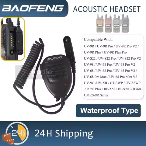UV-9R Pro Speaker UV68 Pro Max Microphone Waterproof Shoulder Mic for Baofeng UV-9R Plus UV-S22 Pro 