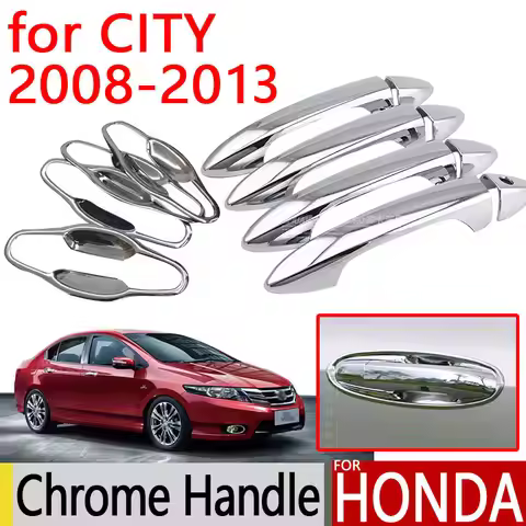 for Honda City 2008 - 2013 Accessories Chrome Door Handle Covers Luxury 2009 2010 2011 2012 Stickers