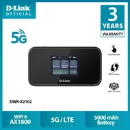 D-Link DWR-X2102 5G/LTE 4G/LTE Mobile Travel WiFi 6 Router/5G NR MIFI /Hotspot with LCD Touchscreen Nano Sim Slot | up to 32 Devices | 12 Hrs &amp; 5000mAh battery