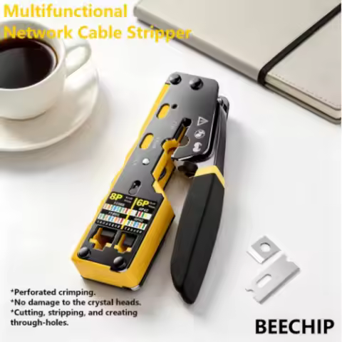 BEECHIP RJ45 Crimp Tool Pass Through Ethernet Crimping Tool for Cat6 Cat5 Cat5e RJ45 Connectors with
