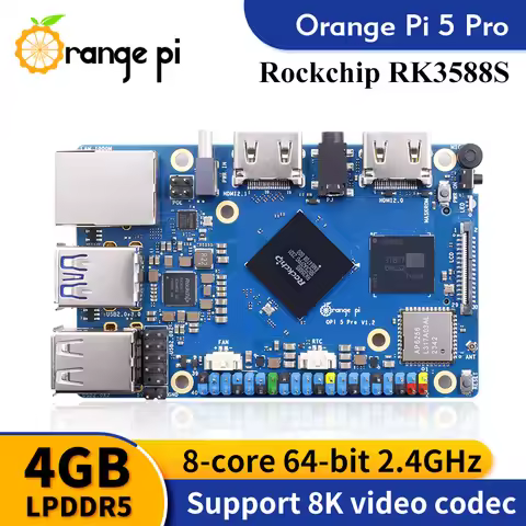 Orange Pi 5 Pro 4GB Ram Single Board Computer RK3588S LPDDR5 Wifi5.0-BT5 Development Board M2.0 Supp