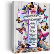 Christian Wall Art Decor the Lords Prayer Canvas Framed 11.5x15 Inch