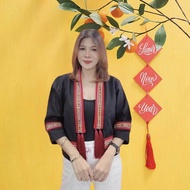 📌ใส่รับทรัพย์วันตรุษจีน 489 บาท (อก 38”40”42”44”)  เสื้อคลุมผ้าใยกัญชงทอเครื่องแต่งด้วยเส้นแต่งลีซู 