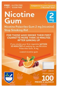 Nicotine Gum, 2mg, Fruit Flavor - 100 Pieces | Quit Smoking Aid | Nicotine Replacement Gum | Stop Sm