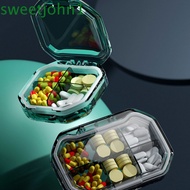 SWEETJOHN Pill Organizer Case, Moisture-proof Transparent Mini Pill Box, Medicine Organizer Case Weekly Rectangular Portable Pill Tablet Storage Box Travel