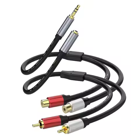 0.3M/1FT 1/8 Inch TRS Jack to 2 RCA R/L Y Splitter Stereo Audio Cable Dual RCA to 3.5mm Adapter Cord