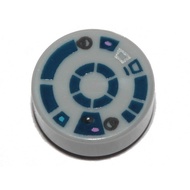 Brick2cube Part-Tile Round 1 x 1 with Dark Blue R2-D2 Astromech Droid Pattern-98138pb306