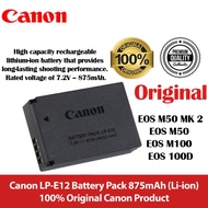 100% ORI Canon LP-E12 Lithium-Ion Rechargeable Battery | Original Canon Genuine Battery |Rebel SL1, EOS M50, EOS M100, and PowerShot SX70 HS