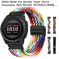 22mm 26mm Elastic Nylon Weave Watch Strap for Garmin Fenix 6X Pro 7X 7 6 5 3HR Tactix Forerunner 965 955 Magnetic Buckle Watch Band Bracelet