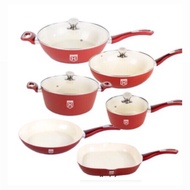🔥Value Deal🔥Haushalt Passion Red IH Cookware Set Wok Pan Casserole Fry Pan saucePan
