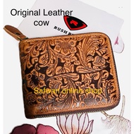 Rush rider Premium Logo Genuine Cow Leather Wallet Dompet Lelaki Kulit Lembu