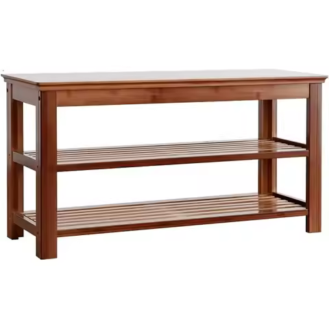 3-Tier Bamboo Shoe Rack with Bench, Storage Organizer for Living Room, Office, or Corridor