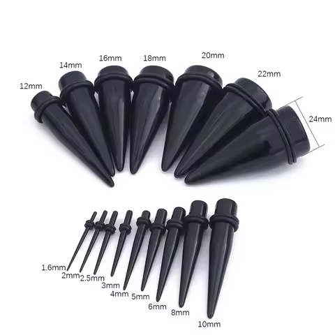 2pcs Clear White Black Tunnel Ear Taper Plug Stretcher Expander Gauge Earrings 1.6-24mm Acrylic Stre