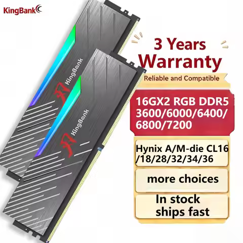 Original Kingbank RAM RGB DDR4/5 16GBX2 3600/6000/6400/6800/7200MHZ CL16/18/28/32/34/36 A/M-die XMP 