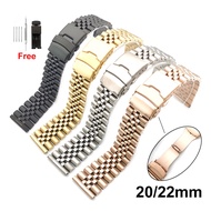 20mm 22mm Stainless Steel Watch Strap for Rolex Water Ghost Oyster Diving Watch band Universal Solid Buckle Bracelet