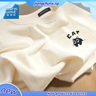 lovito official store off shoulder top 100 Cotton Short-sleeved T-shirt White Summer Unisex Relaxed-