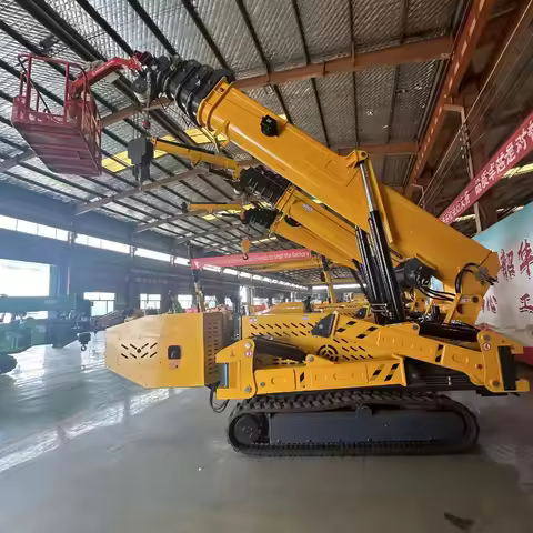Factory Directly CE EPA Euro V Spider Crane Fly Jib 3 Ton 8 Ton Electric Spider Crane With Man Baske