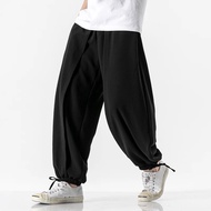 New High Quality Men‘s Wied Leg Pants Solid Color Trousers Men 2023 Cotton Linen Jogging Pants Male Oversize Harajuku Sweatpants