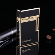 Bật Lửa Gas Đá Derui Nguyên Khối Màu Đen Viền Vàng