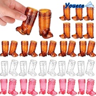 YOUECE 10Pcs Western Cowboy Glasses, Transparent Plastic Mini Cowboy Boot Glasses,  1 Oz Shot Glasse