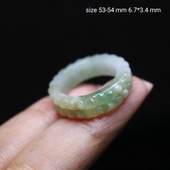 Three-Color Glass Carved Jade Ring size 53-54 mm