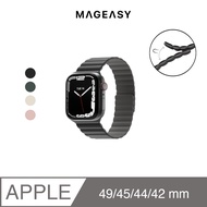 MAGEASY Apple Watch Skin磁吸矽膠防水錶帶8/7/6/5/4/3/SE/Ultra/ 黑色/ 42-49mm