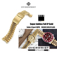 สายนาฬิกา รุ่น Super Jubilee (Super-J Louis) Full IP Gold สำหรับ Seiko SKX007009011A65 Seiko5sport S
