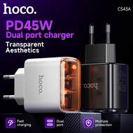 [24 Hour ship]Hoco CS43A PD45W Transparent New design Dual USB C Charger Fast Wall Charger Adapter f