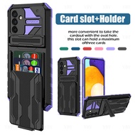 Card Holder Phone Case Samsung A13 Luxury Casing Shockproof Armor Stand Hard Back Cover A13 4G 5G