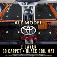 [ TOYOTA SUV B + C-HR CHR ] Top Carpet 6D Pu Leather Car Carpet + Black Pvc Coil Mat Double Layer Ca