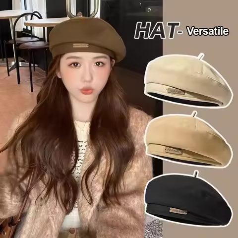 Women Beret Hat British Vintage Streetwear Artist Beret Cap Fashion Autumn Winter Versatile Painter