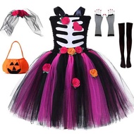 Girls Corpse Bride Costumes Dress Girl Skeleton Funky Punky Bone Halloween Costume Outfits Clothes