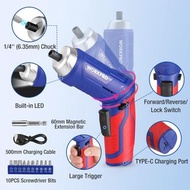 WORKPRO 3.7V 鋰離子 USB 充電式旋轉 34 合 1 螺絲起子套裝  sysckp WORKPRO 3.7V Li-Ion USB Rechargeable Pivoting 34 in