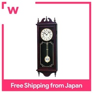 Seiko Clock Wall Clock Analog Time Selection Chime &amp; Strike Long Decorative Pendulum Antique Wood Frame Brown Wood RQ309A SEIKO