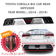 LD (7163) TOYOTA COROLLA BIG Car Rear Bumper Diffuser 2014 2015 2016 2017 2018